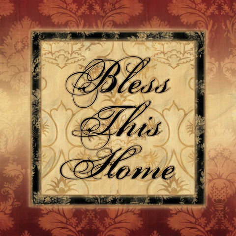 BLESS THIS HOME Black Ornate Wood Framed Art Print with Double Matting by Ballantyne, Piper