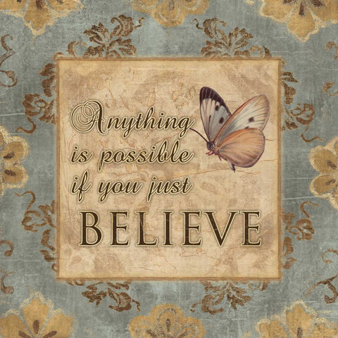 JUST BELIEVE Black Ornate Wood Framed Art Print with Double Matting by Ballantyne, Piper