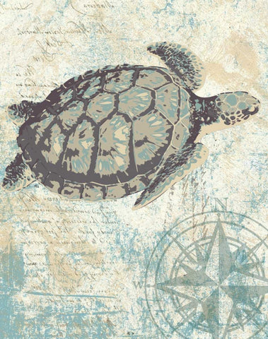 SEA TURTLES I White Modern Wood Framed Art Print with Double Matting by Ballantyne, Piper