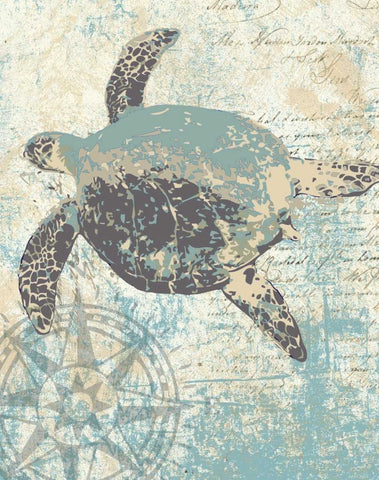 SEA TURTLES II Black Modern Wood Framed Art Print by Ballantyne, Piper