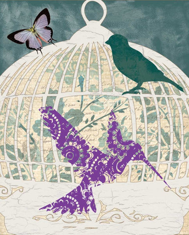 DOVE TALES II White Modern Wood Framed Art Print with Double Matting by Ballantyne, Piper
