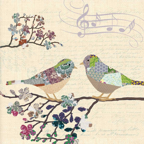 PATCH WORK BIRDS II Black Modern Wood Framed Art Print by Ballantyne, Piper