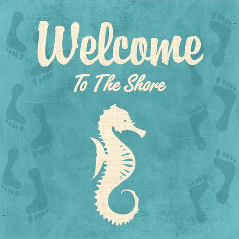 WELCOME TO THE SHORE White Modern Wood Framed Art Print with Double Matting by Ballantyne, Piper