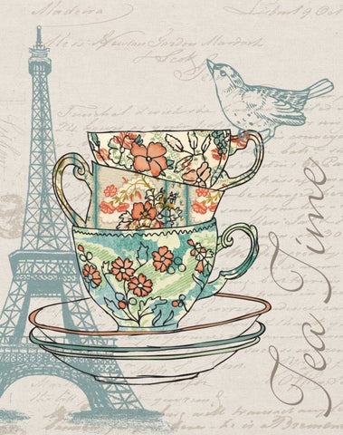 TEA TIME Black Modern Wood Framed Art Print by Ballantyne, Piper