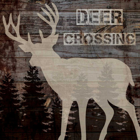 DEER CROSSING Black Ornate Wood Framed Art Print with Double Matting by Ballantyne, Piper