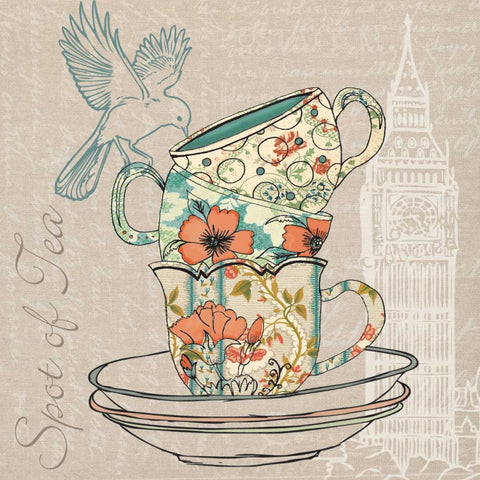 SPOT OF TEA Black Modern Wood Framed Art Print by Ballantyne, Piper