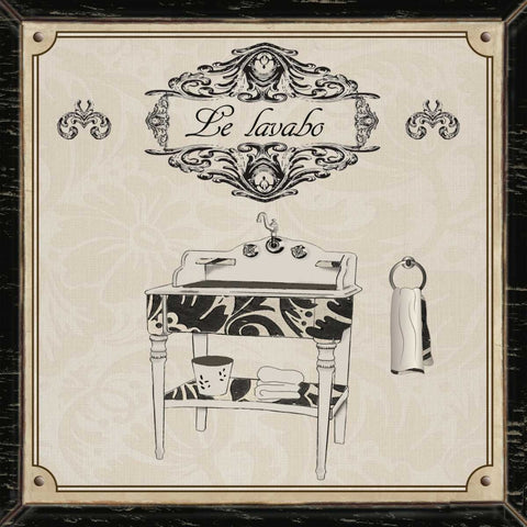 LE LAVABO - BLACK and CREAM Black Ornate Wood Framed Art Print with Double Matting by Ballantyne, Piper