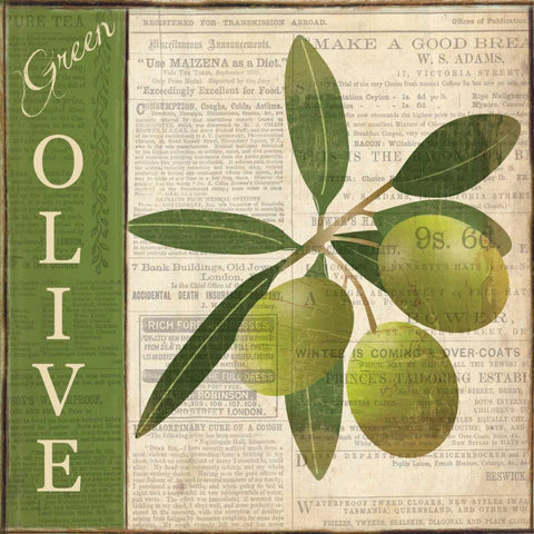 GREEN OLIVE Black Modern Wood Framed Art Print by Ballantyne, Piper