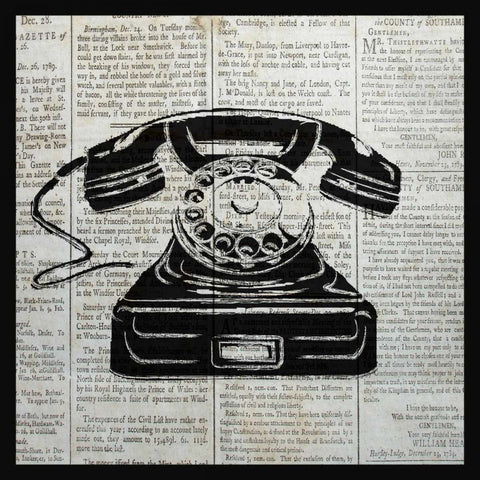VINTAGE TELEPHONE White Modern Wood Framed Art Print with Double Matting by Ballantyne, Piper
