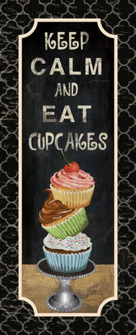 EAT CUPCAKES White Modern Wood Framed Art Print with Double Matting by Ballantyne, Piper