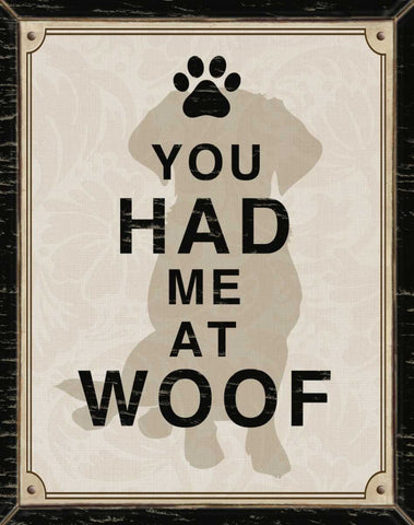 YOU HAD ME AT WOOF White Modern Wood Framed Art Print with Double Matting by Ballantyne, Piper