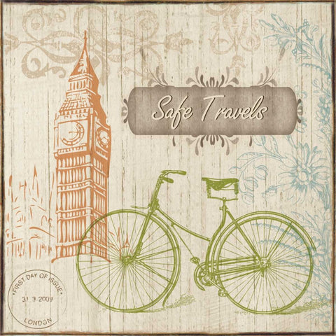 SAFE TRAVELS White Modern Wood Framed Art Print with Double Matting by Ballantyne, Piper