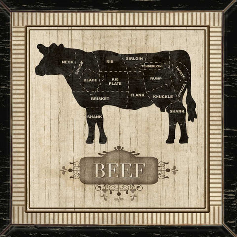 BEEF Black Ornate Wood Framed Art Print with Double Matting by Ballantyne, Piper