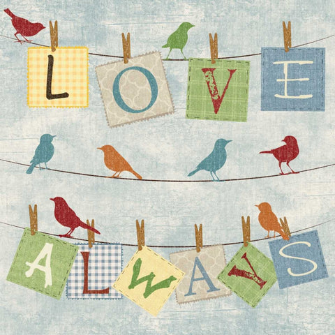 LOVE ALWAYS BIRDS White Modern Wood Framed Art Print with Double Matting by Ballantyne, Piper