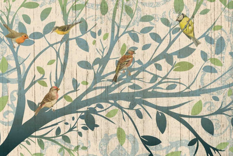 BIRD GARDEN Black Modern Wood Framed Art Print by Ballantyne, Piper