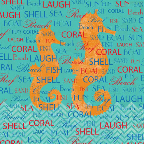 SWIMMING SEAHORSE Black Modern Wood Framed Art Print by Ballantyne, Piper