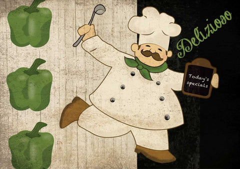 CHEF DELIZIOSO Black Modern Wood Framed Art Print by Ballantyne, Piper