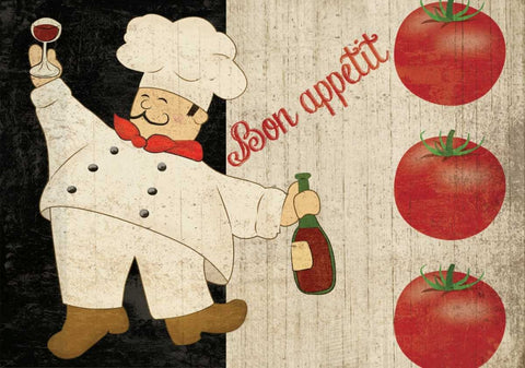 BON APPETIT CHEF Black Modern Wood Framed Art Print by Ballantyne, Piper