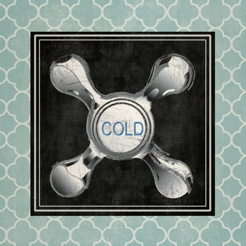 BLUE QUATREFOIL BATH I Black Modern Wood Framed Art Print by Ballantyne, Piper