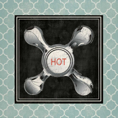 BLUE QUATREFOIL BATH II White Modern Wood Framed Art Print with Double Matting by Ballantyne, Piper
