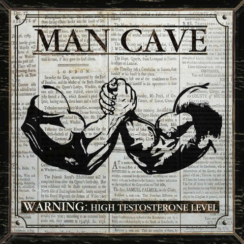 MAN CAVE - BLACK and WHITE Black Ornate Wood Framed Art Print with Double Matting by Ballantyne, Piper