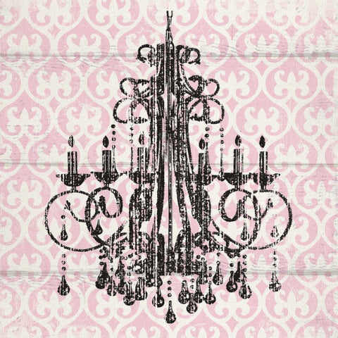 PINK PATTERN CHANDELIER I White Modern Wood Framed Art Print with Double Matting by Ballantyne, Piper