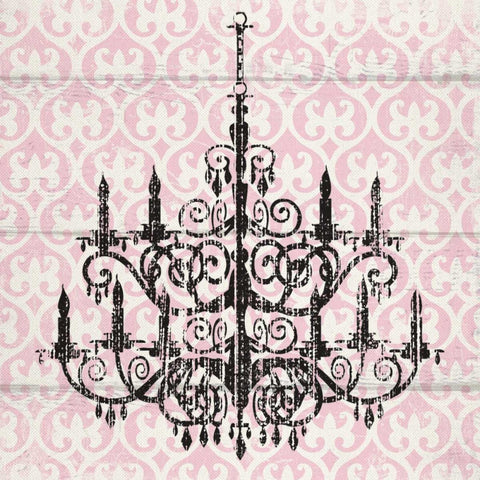 PINK PATTERN CHANDELIER II Black Modern Wood Framed Art Print by Ballantyne, Piper
