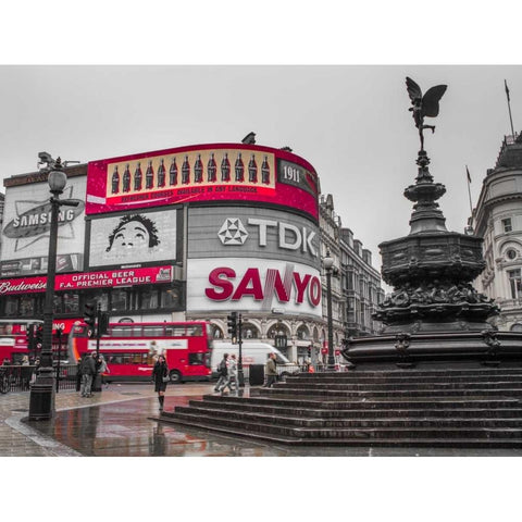 Piccadilly Circus, London Gold Ornate Wood Framed Art Print with Double Matting by Frank, Assaf