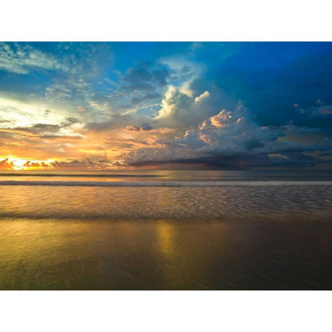 Beach with dramatic sky at dusk, Malaysia Black Modern Wood Framed Art Print with Double Matting by Frank, Assaf