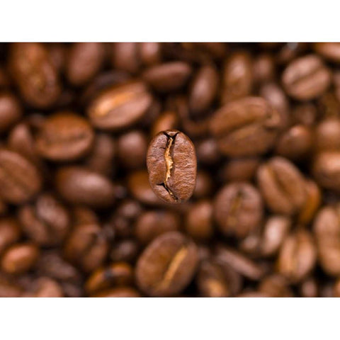 Top view of coffee beans White Modern Wood Framed Art Print by Frank, Assaf