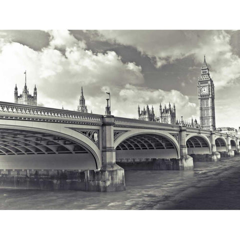 Big Ben London Bus Black Modern Wood Framed Art Print with Double Matting by Frank, Assaf