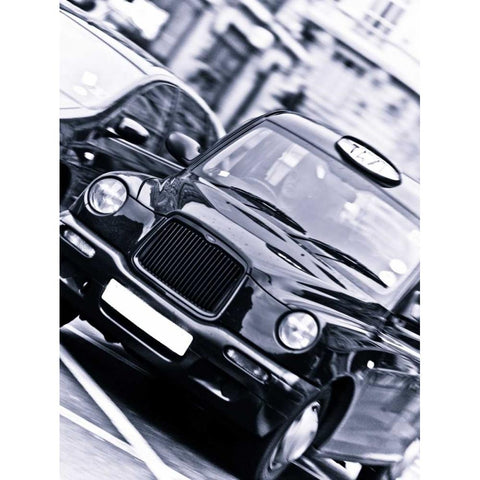 Black Cab London Taxi Black Modern Wood Framed Art Print with Double Matting by Frank, Assaf