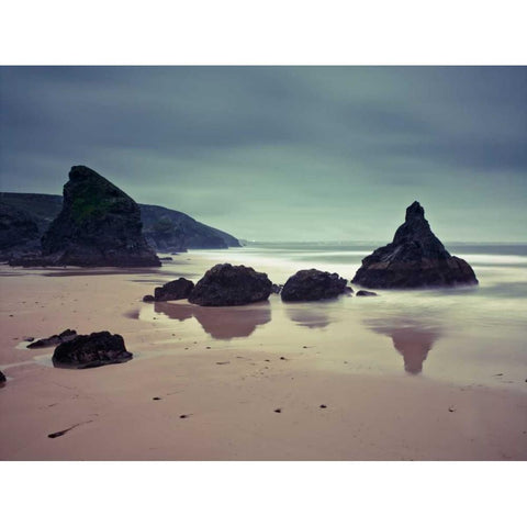 Bedruthan Steps beach Cornwall Black Modern Wood Framed Art Print with Double Matting by Frank, Assaf