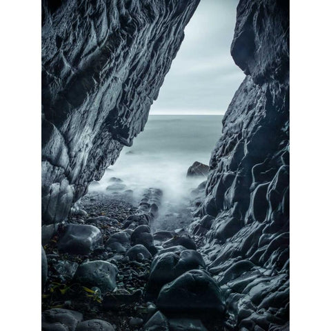 Rocky coastline of Duckpool Black Modern Wood Framed Art Print by Frank, Assaf