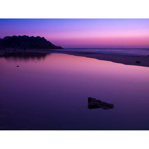 Suntset reflection in water, Palmachim Beach, Israel White Modern Wood Framed Art Print by Frank, Assaf