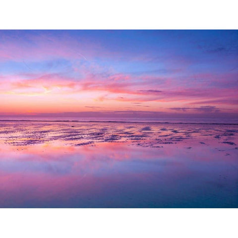 Sunrise at beach, Littlehampton England Gold Ornate Wood Framed Art Print with Double Matting by Frank, Assaf