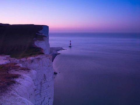 Beachy Head at dawn White Modern Wood Framed Art Print with Double Matting by Frank, Assaf