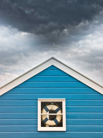 Beach huts at sunset White Modern Wood Framed Art Print with Double Matting by Frank, Assaf