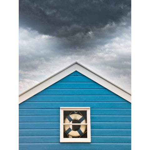 Beach huts at sunset Black Modern Wood Framed Art Print with Double Matting by Frank, Assaf