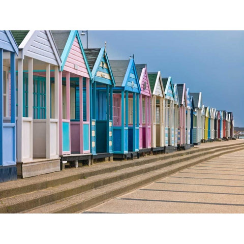 Beach huts in a row Black Modern Wood Framed Art Print with Double Matting by Frank, Assaf