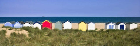 Beach huts in a row Black Ornate Wood Framed Art Print with Double Matting by Frank, Assaf