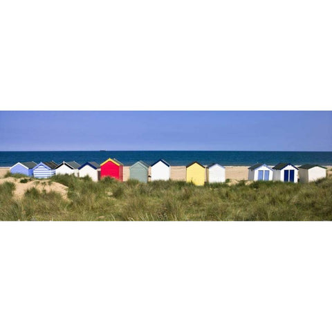 Beach huts in a row Black Modern Wood Framed Art Print with Double Matting by Frank, Assaf