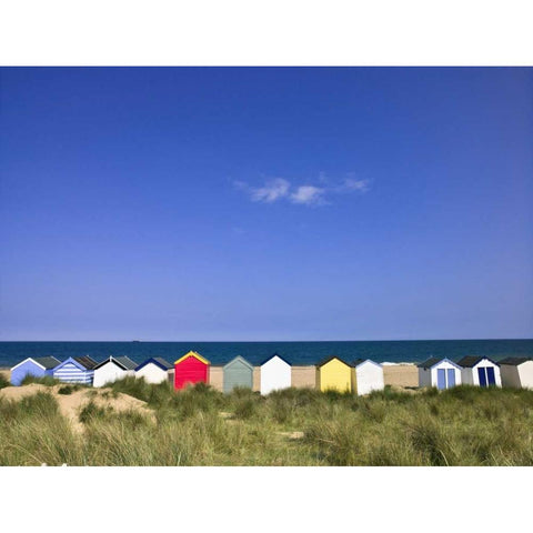 Wodden Fence at beach with huts in the Background Gold Ornate Wood Framed Art Print with Double Matting by Frank, Assaf