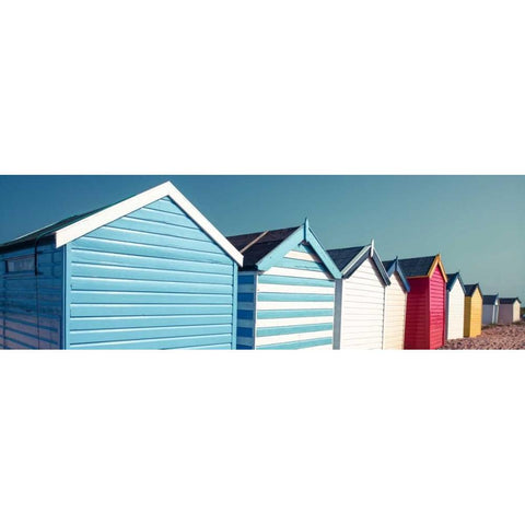 Beach huts in a row Gold Ornate Wood Framed Art Print with Double Matting by Frank, Assaf