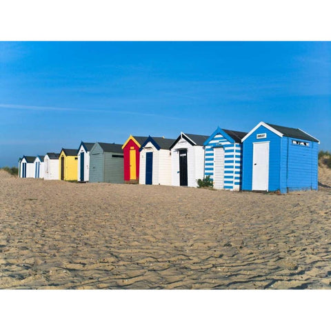 Beach huts in a row at sunrise Gold Ornate Wood Framed Art Print with Double Matting by Frank, Assaf