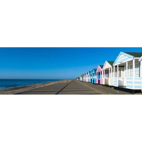 Beach huts in a row against blue skies Gold Ornate Wood Framed Art Print with Double Matting by Frank, Assaf