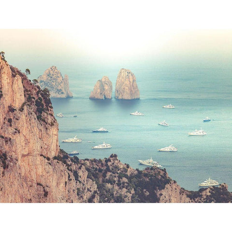 Faraglioni Cliffs-Capri,Italy Black Modern Wood Framed Art Print with Double Matting by Frank, Assaf