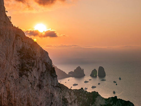 The Faraglioni Cliffs-Capri-Italy Black Ornate Wood Framed Art Print with Double Matting by Frank, Assaf