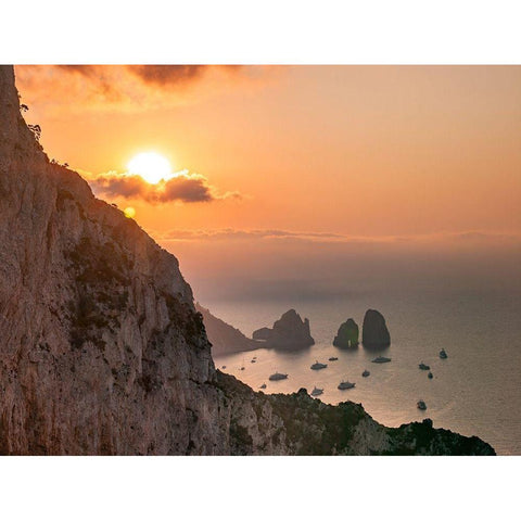 The Faraglioni Cliffs-Capri-Italy White Modern Wood Framed Art Print by Frank, Assaf