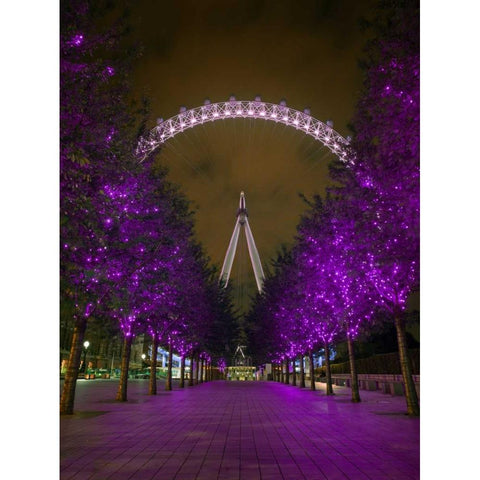 London Eye at night White Modern Wood Framed Art Print by Frank, Assaf